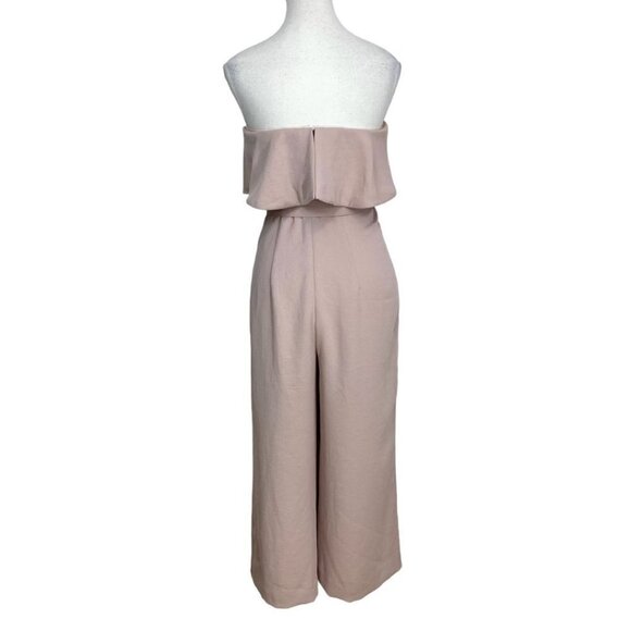 ARITZIA BABATON SOFT PINK STRAPLESS NEW FLUTTER WIDE CROPPED LEG BELTED JUMPSUIT - Picture 4 of 12